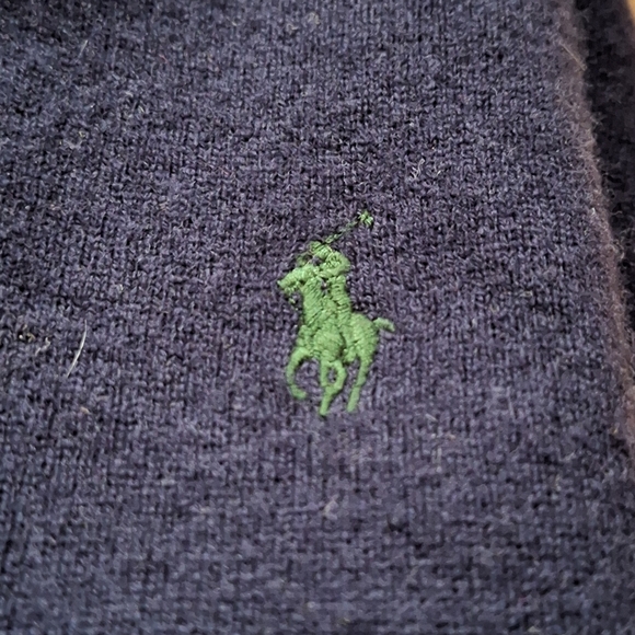 Ralph Lauren men navy merino wool 1/4 zip pullover sweater size X Large EUC - Picture 2 of 6